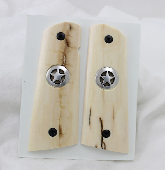 BARK MAMMOTH IVORY 1911 GRIPS TEXAS SILVER STAR A-2451