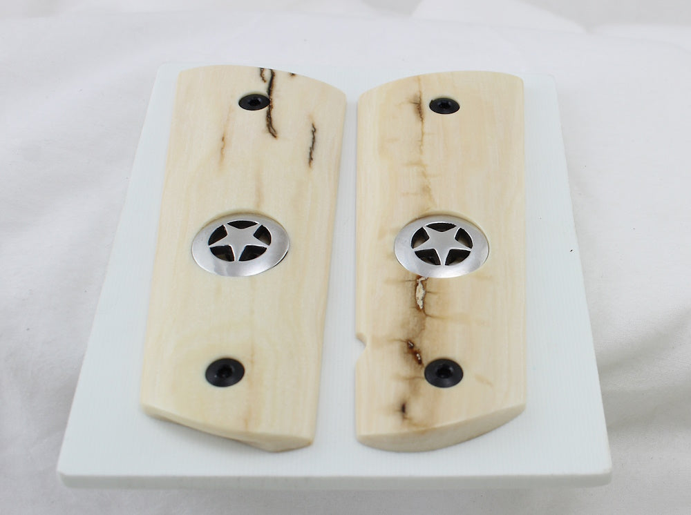 BARK MAMMOTH IVORY 1911 GRIPS TEXAS SILVER STAR A-2451