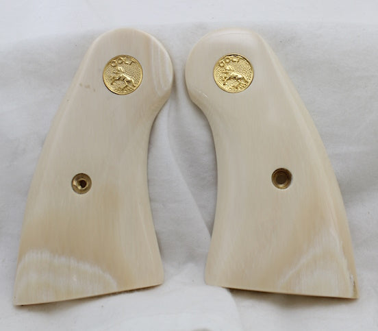 COLT PYTHON MAMMOTH IVORY GRIPS WITH GOLD MEDALLIONS A-2479