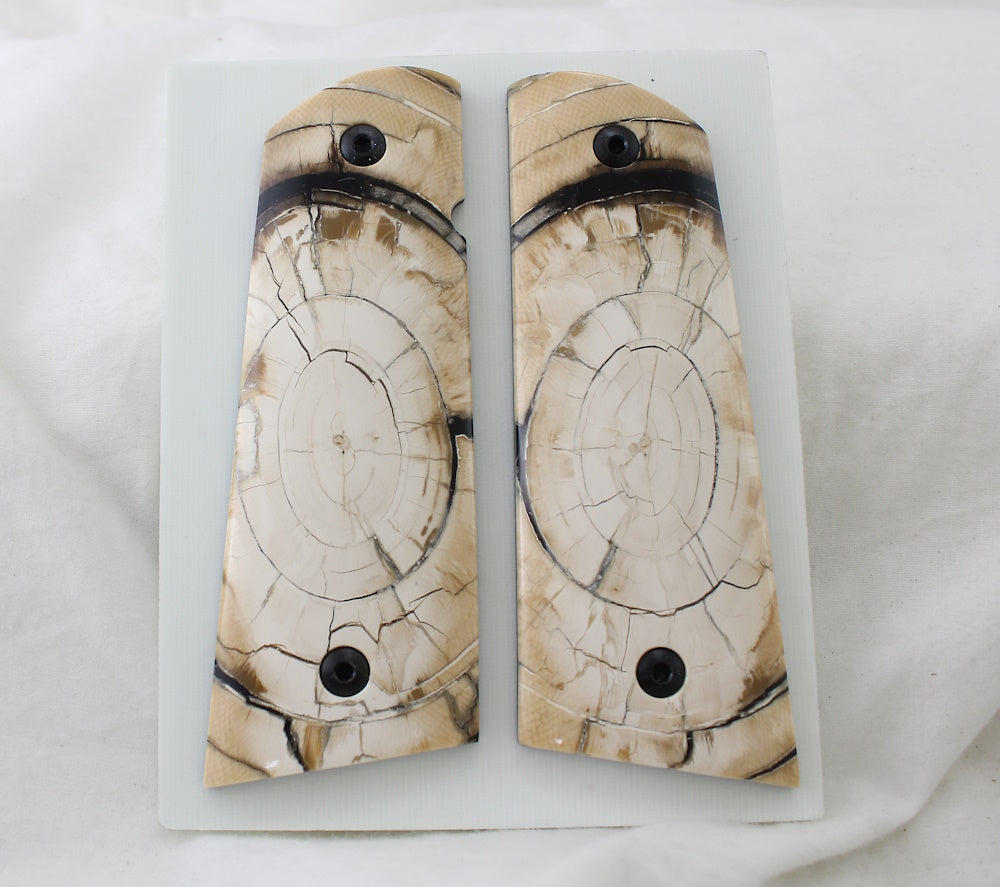PHENOMENAL SET OF CROSSCUT MAMMOTH IVORY 1911 GRIPS A-2509