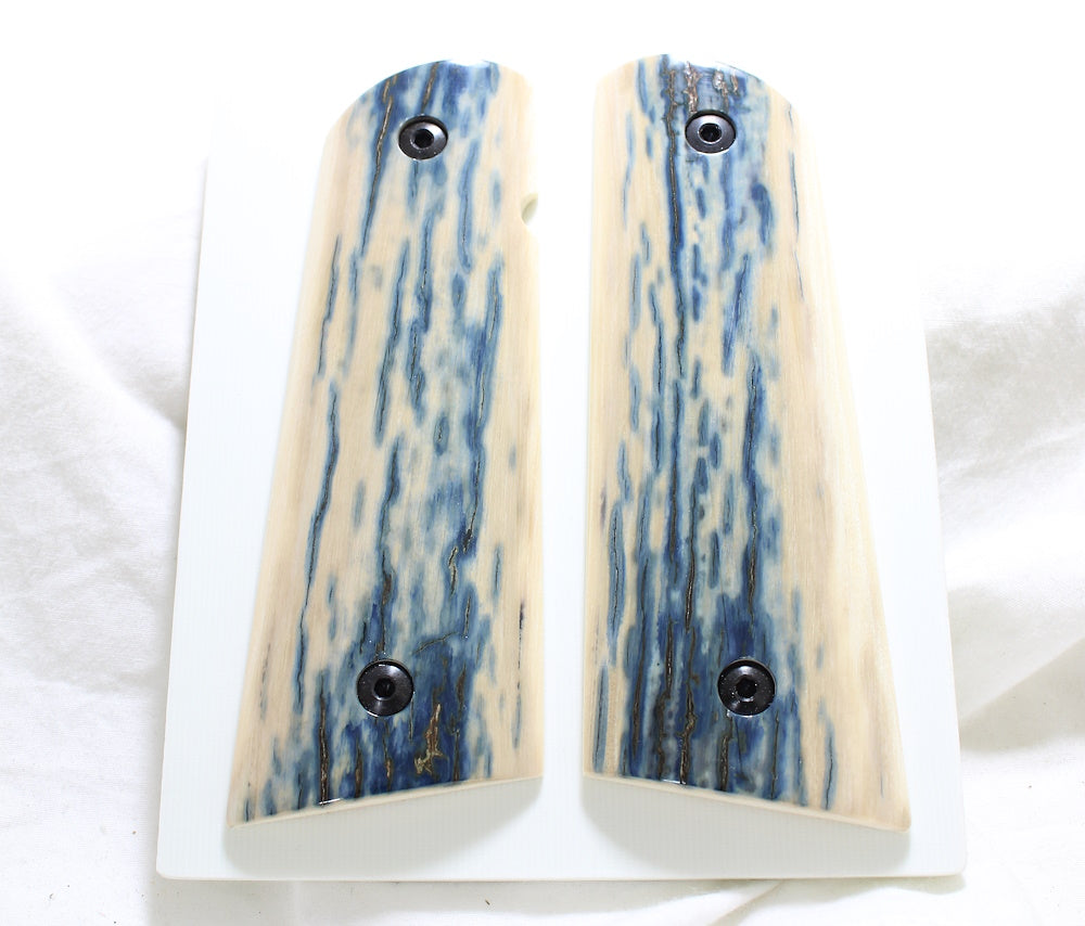 MAGNIFICENT SET OF MATCHED BLUE MAMMOTH IVORY 1911 GRIPS A-2522