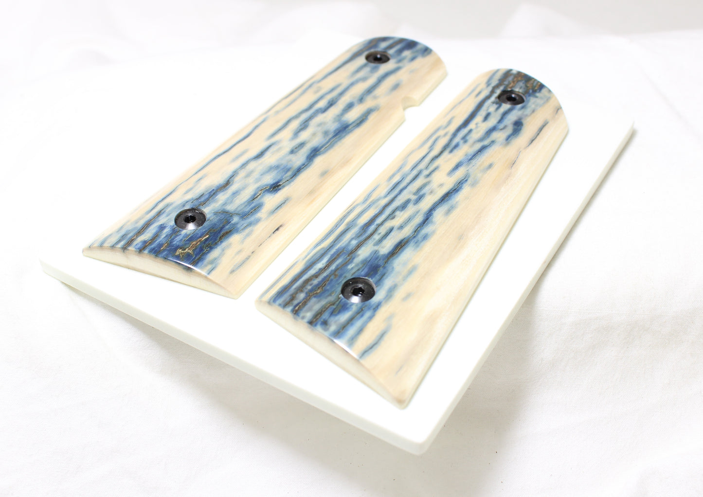 MAGNIFICENT SET OF MATCHED BLUE MAMMOTH IVORY 1911 GRIPS A-2522