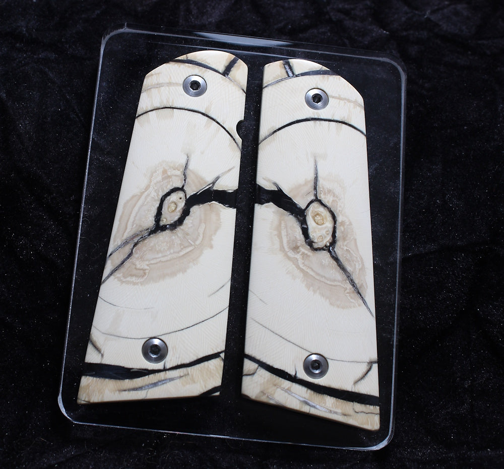 PHENOMENAL CROSSCUT MAMMOTH IVORY 1911 GRIPS A-2738