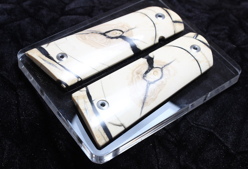 PHENOMENAL CROSSCUT MAMMOTH IVORY 1911 GRIPS A-2738