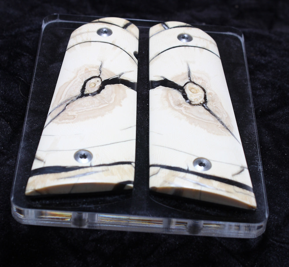 PHENOMENAL CROSSCUT MAMMOTH IVORY 1911 GRIPS A-2738