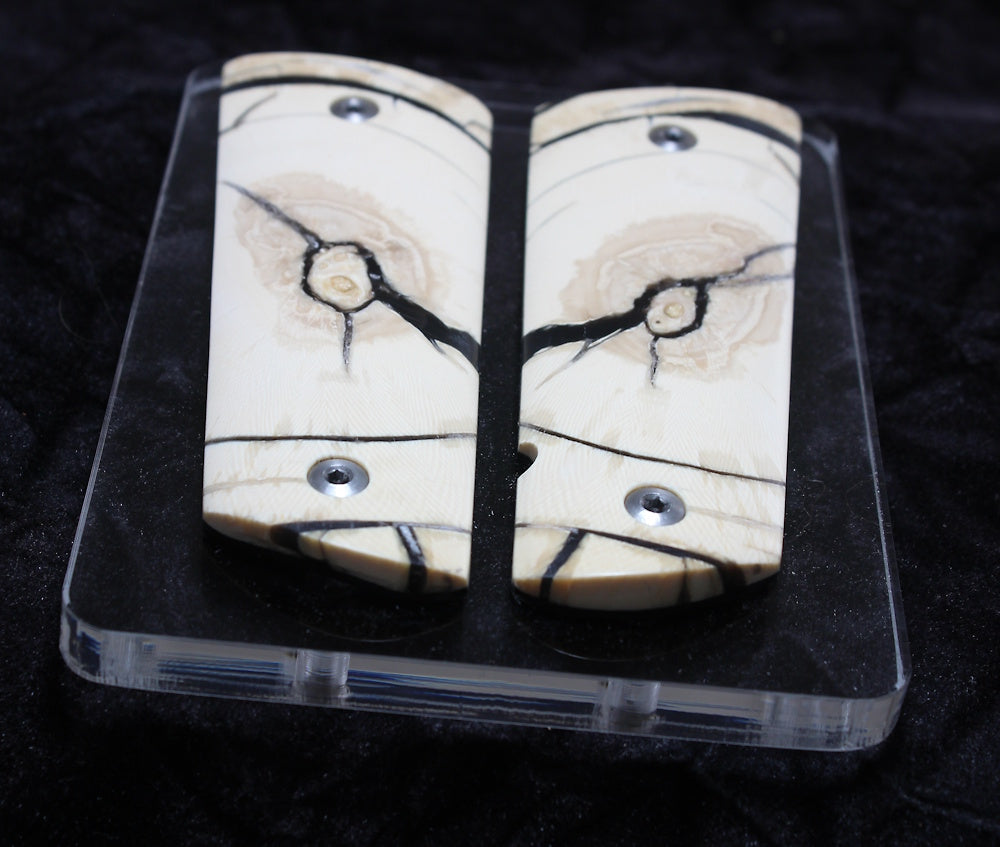 PHENOMENAL CROSSCUT MAMMOTH IVORY 1911 GRIPS A-2738