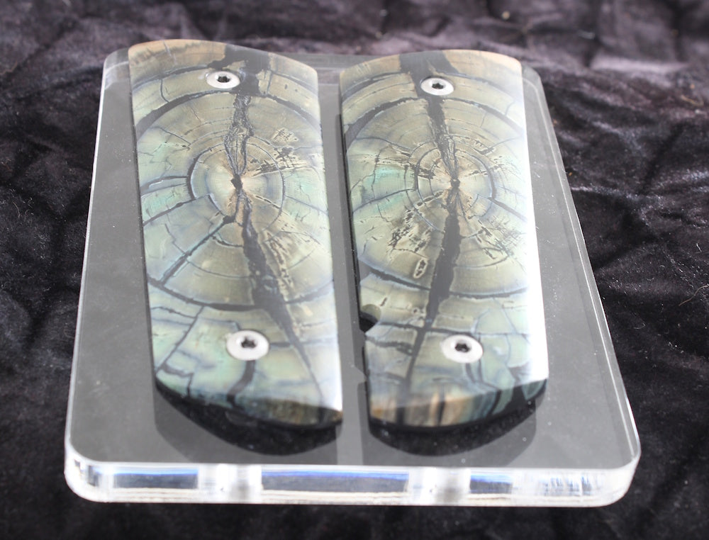 PHENOMENAL MAMMOTH IVORY CROSSCUT 1911 GRIPS A-2747