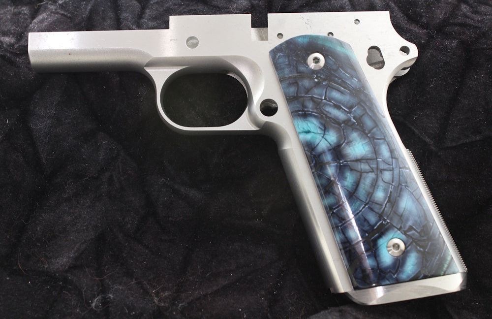 BLUE CROSSCUT MAMMOTH IVORY 1911 GRIPS A-2767