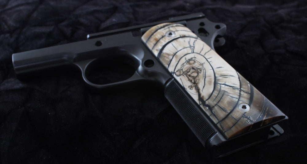 ATTENTION GETTING CROSSCUT MAMMOTH IVORY 1911 GRIPS A-2787