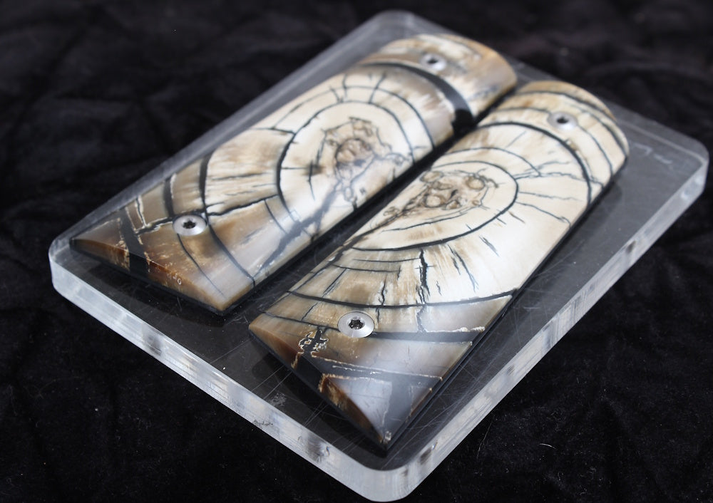 ATTENTION GETTING CROSSCUT MAMMOTH IVORY 1911 GRIPS A-2787