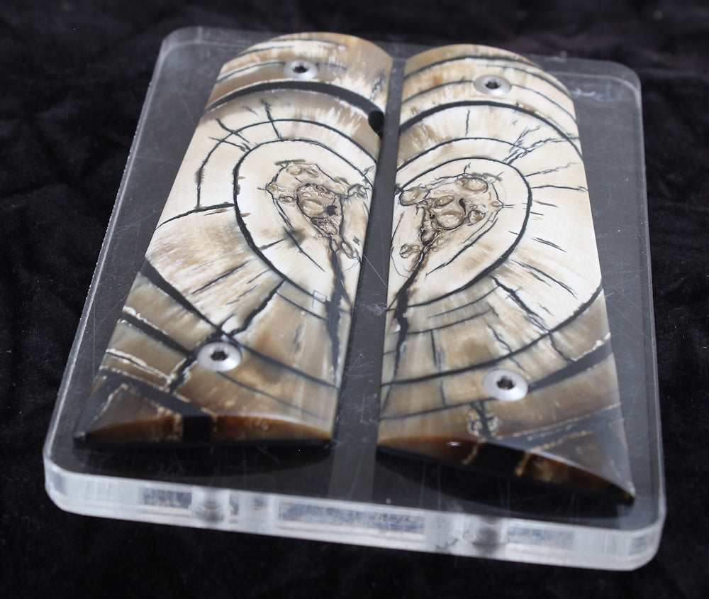 ATTENTION GETTING CROSSCUT MAMMOTH IVORY 1911 GRIPS A-2787