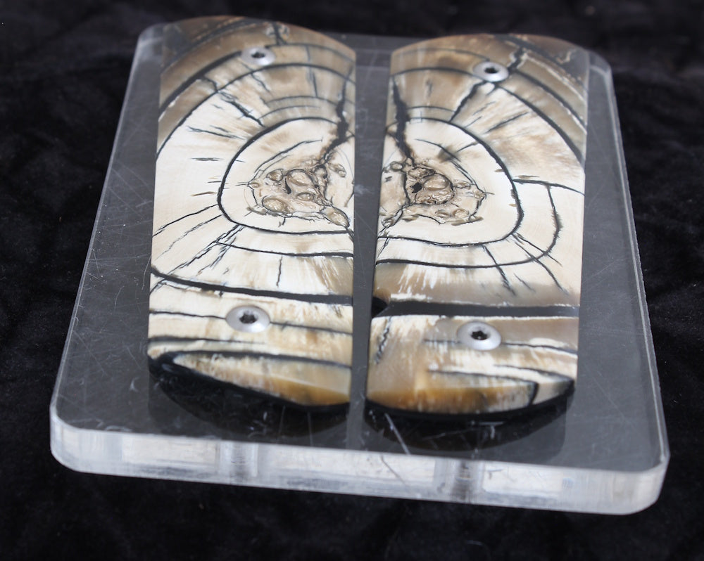 ATTENTION GETTING CROSSCUT MAMMOTH IVORY 1911 GRIPS A-2787