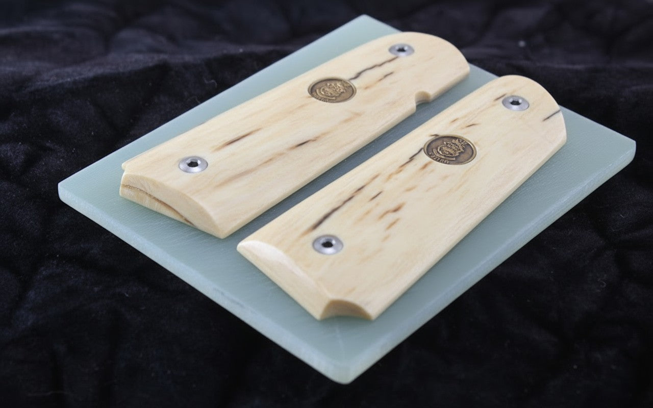MAMMOTH IVORY 1911 GRIPS WITH COLT CUSTOM SHOP MEDALLIONS A-2806