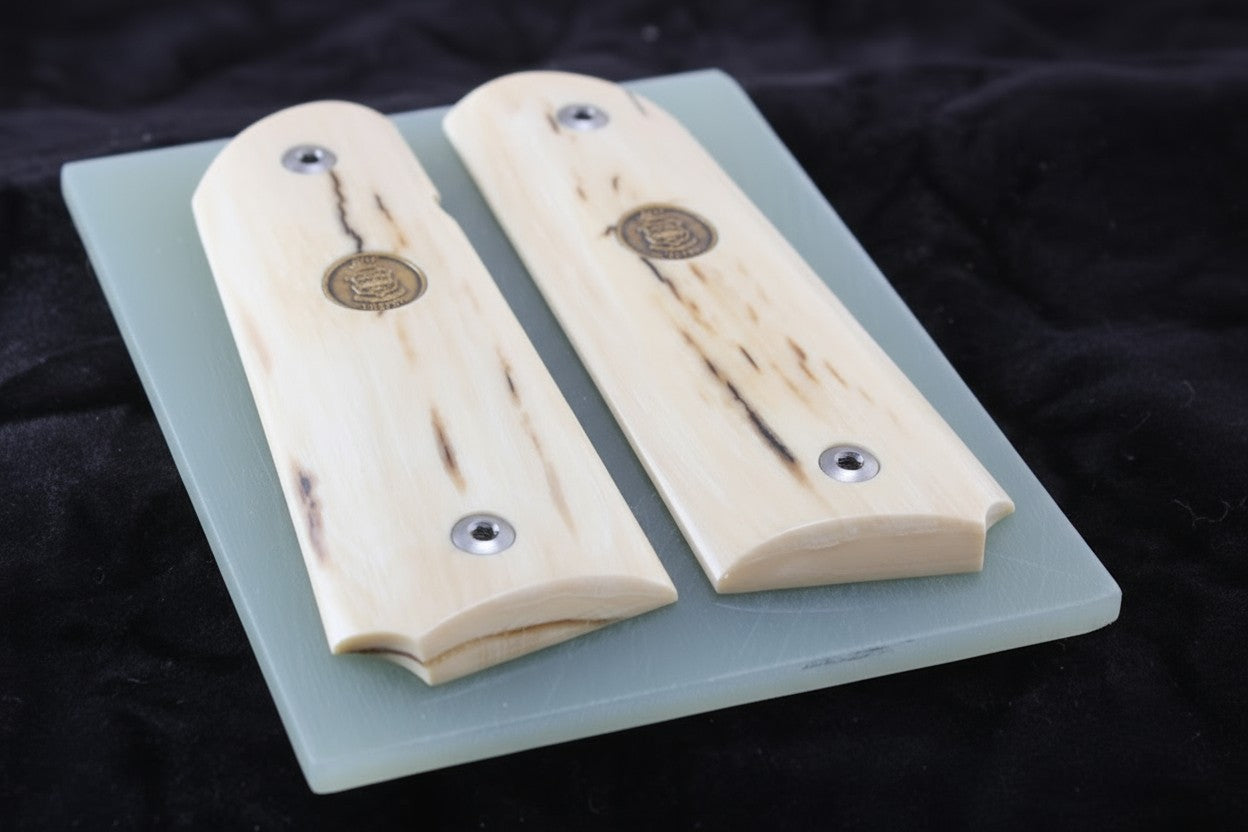 MAMMOTH IVORY 1911 GRIPS WITH COLT CUSTOM SHOP MEDALLIONS A-2806