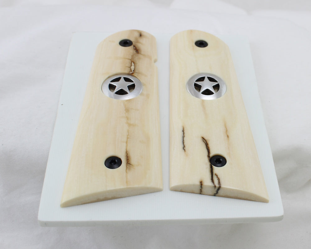 BARK MAMMOTH IVORY 1911 GRIPS TEXAS SILVER STAR A-2451