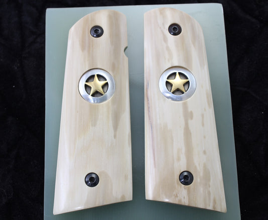 LITE BARK MAMMOTH IVORY 1911 GRIPS WITH TEXAS STAR A-2618