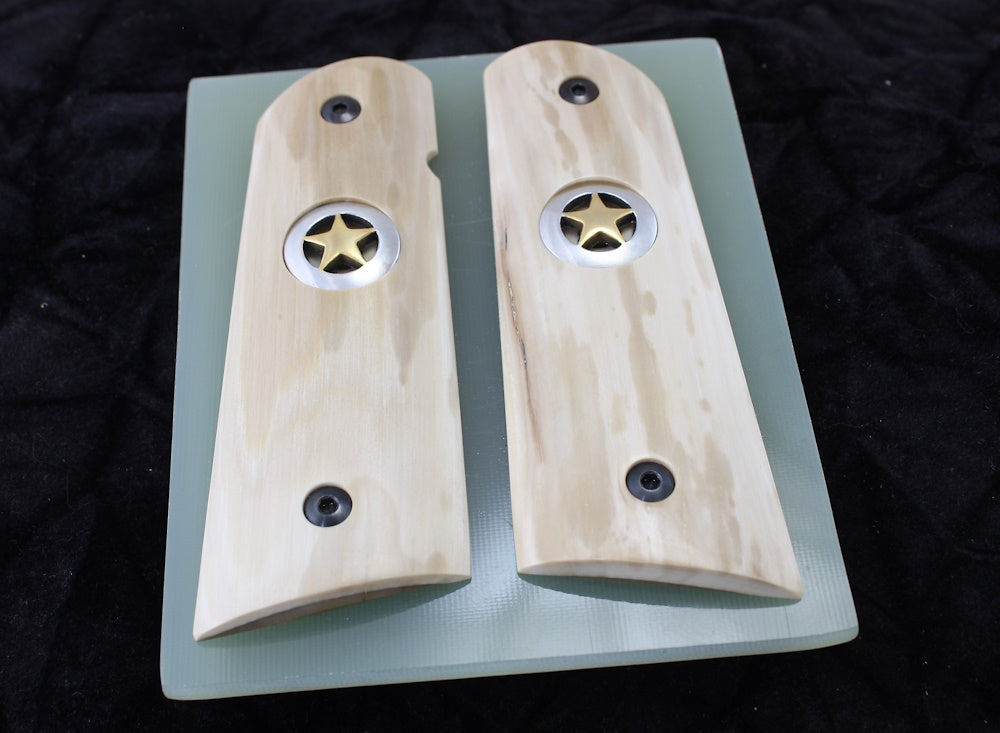 LITE BARK MAMMOTH IVORY 1911 GRIPS WITH TEXAS STAR A-2618