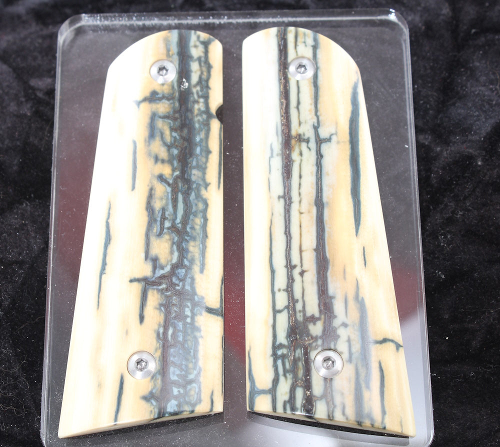 BLUE BARK MAMMOTH IVORY 1911 GRIPS A-2688