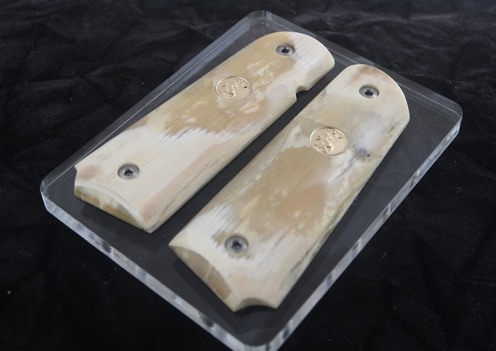 MAMMOTH IVORY 1911 GRIPS GOLD COLT MEDALLIONS A-2700