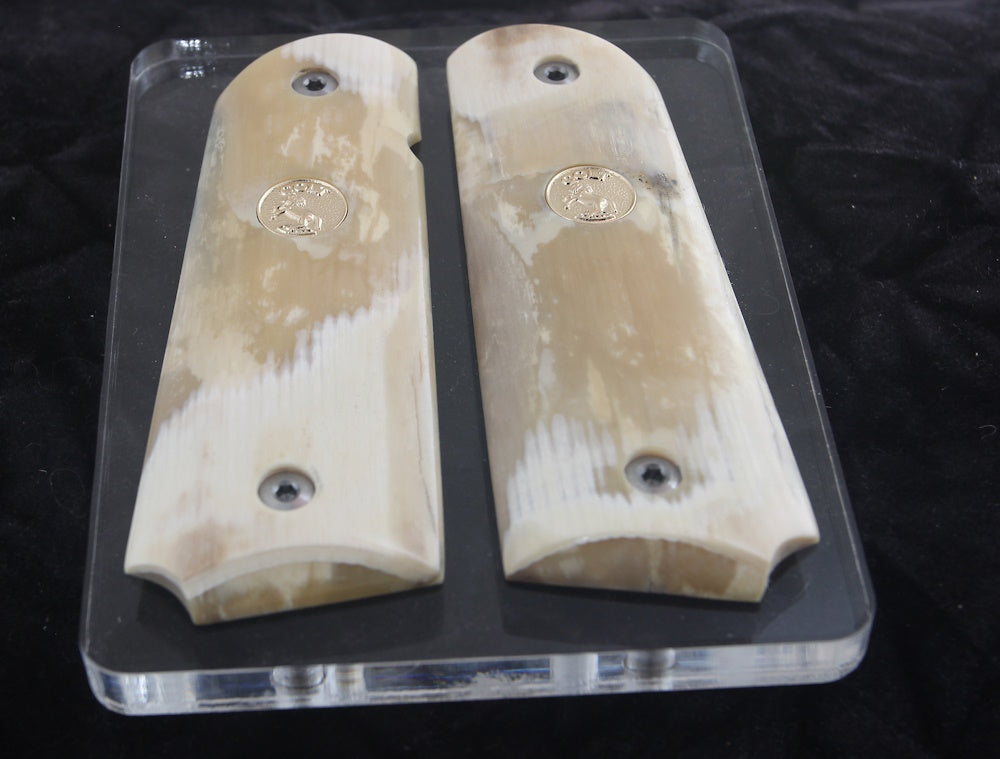 MAMMOTH IVORY 1911 GRIPS GOLD COLT MEDALLIONS A-2700