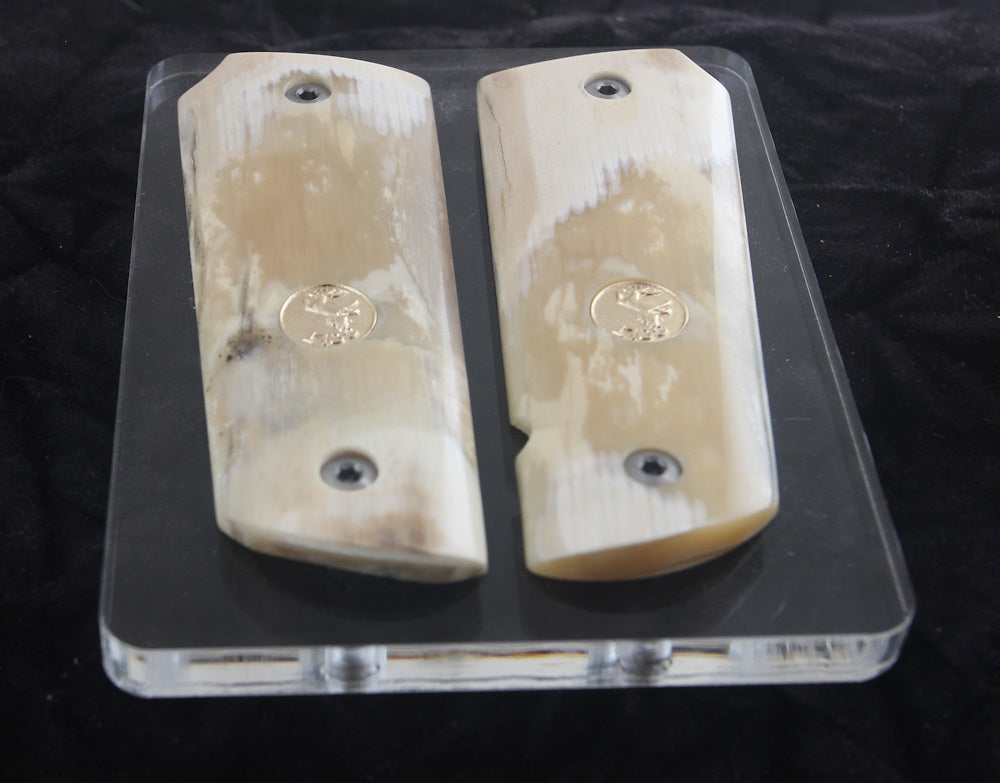 MAMMOTH IVORY 1911 GRIPS GOLD COLT MEDALLIONS A-2700