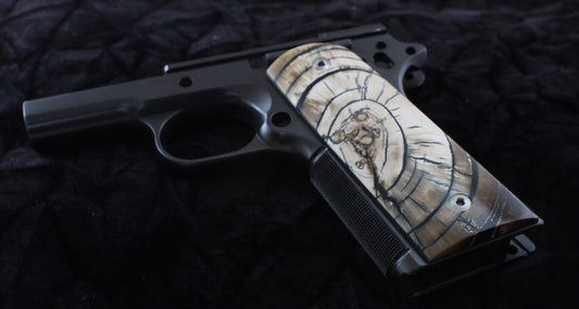 ATTENTION GETTING CROSSCUT MAMMOTH IVORY 1911 GRIPS A-2787