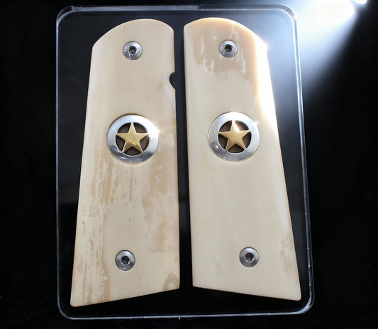 TEXAS GOLD STAR MAMMOTH IVORY 1911 GRIPS A-2789