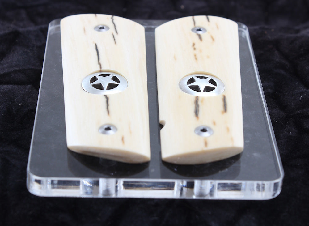 SILVER TEXAS STAR MAMMOTH IVORY 1911 GRIPS A-2791