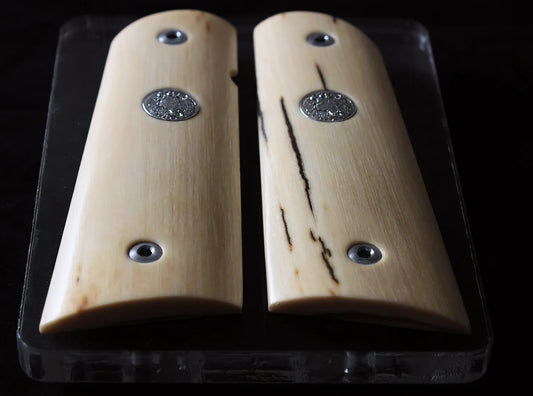 MAMMOTH IVORY 1911 GRIPS WITH COLT SILVER MEDALLIONS A-2794