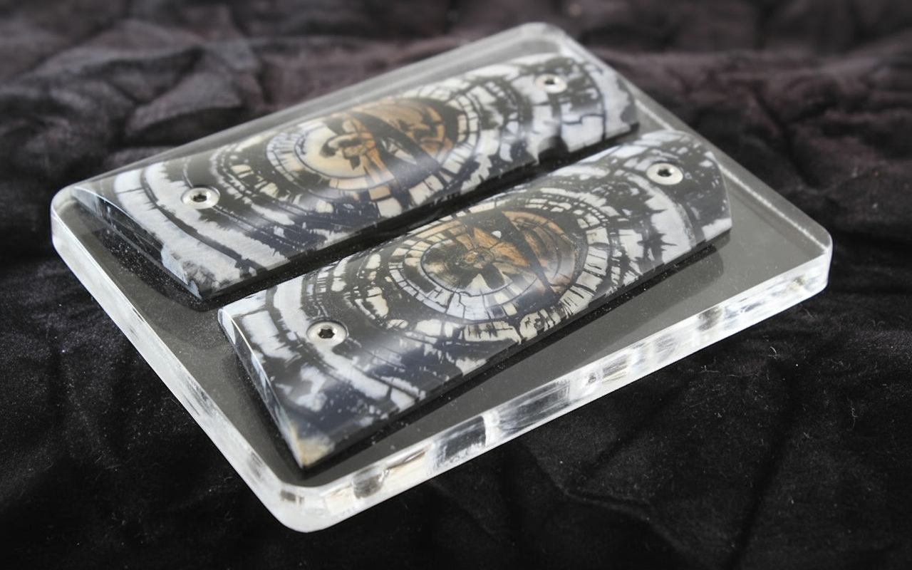 AMAZING CROSSCUT MAMMOTH IVORY 1911 GRIPS A-2797