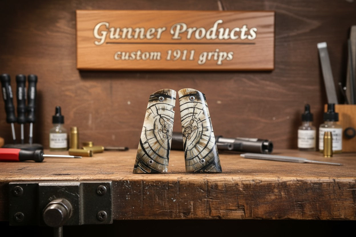 ATTENTION GETTING CROSSCUT MAMMOTH IVORY 1911 GRIPS A-2801