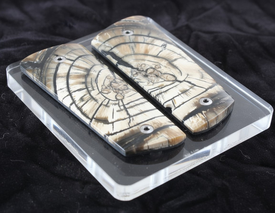 ATTENTION GETTING CROSSCUT MAMMOTH IVORY 1911 GRIPS A-2801