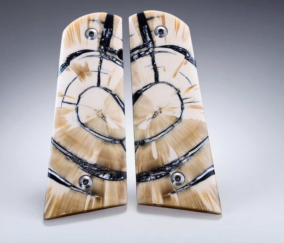 NEW! AMAZING CROSSCUT MAMMOTH IVORY 1911 GRIPS A-2804