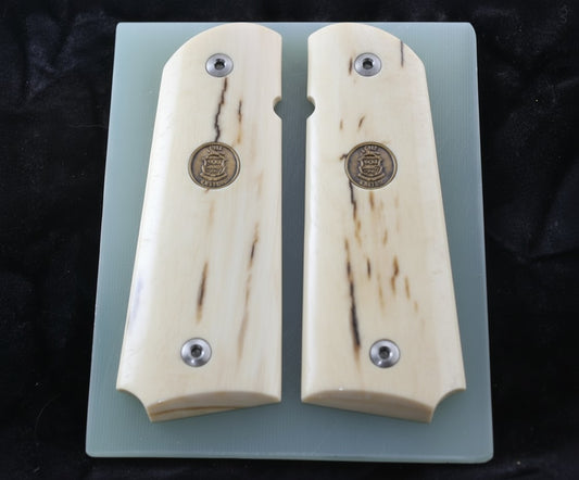 MAMMOTH IVORY 1911 GRIPS WITH COLT CUSTOM SHOP MEDALLIONS A-2806