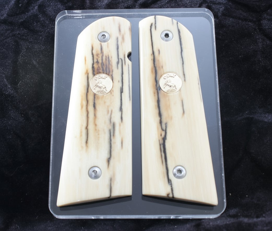 BARK MAMMOTH IVORY WITH COLT GOLD MEDALLIONS A-2810