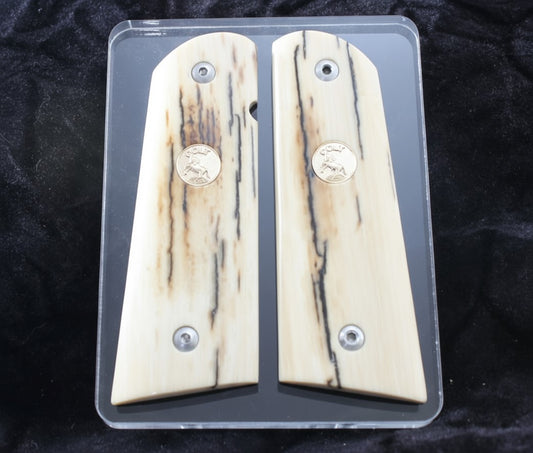 BARK MAMMOTH IVORY WITH COLT GOLD MEDALLIONS A-2810
