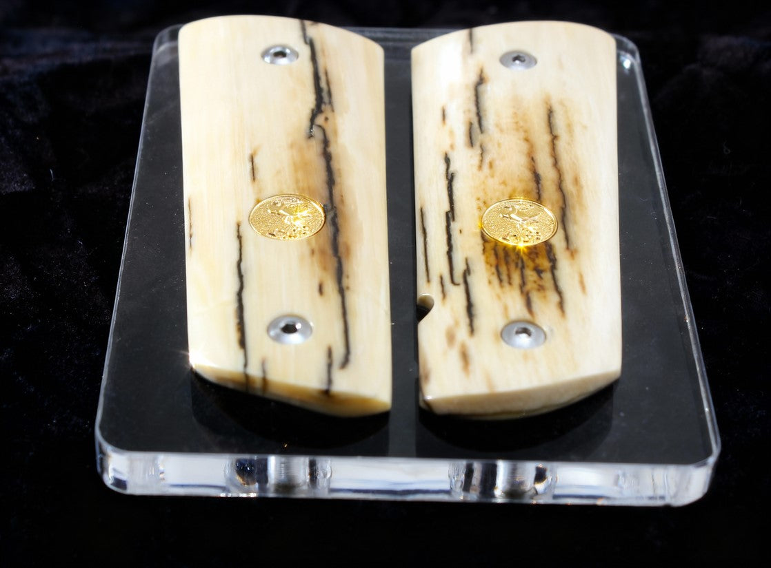 BARK MAMMOTH IVORY WITH COLT GOLD MEDALLIONS A-2810