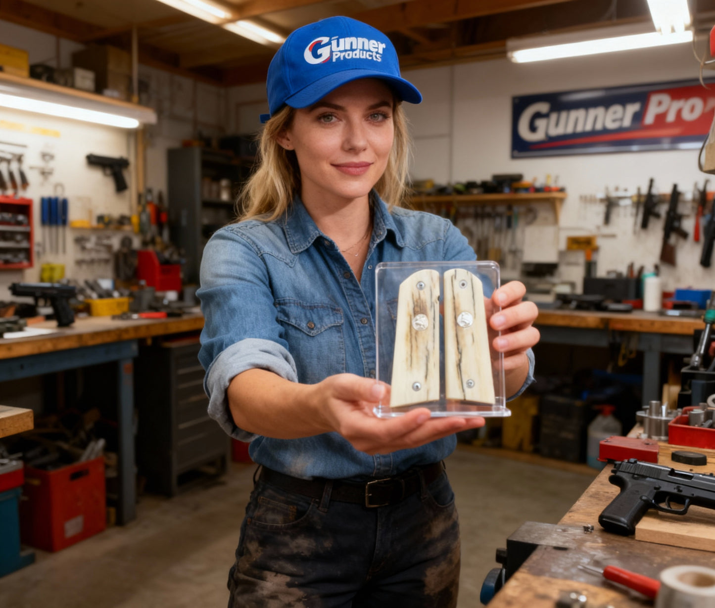 BARK MAMMOTH IVORY WITH COLT GOLD MEDALLIONS A-2810