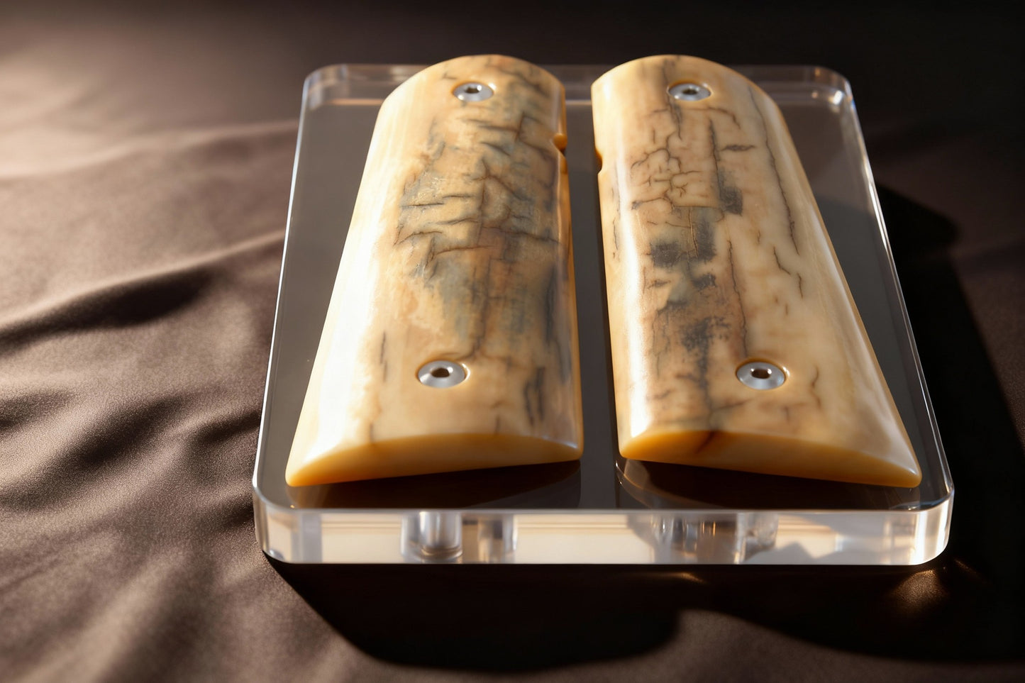 BARK ICE CRACKLE MAMMOTH IVORY 1911 GRIPS A-2824