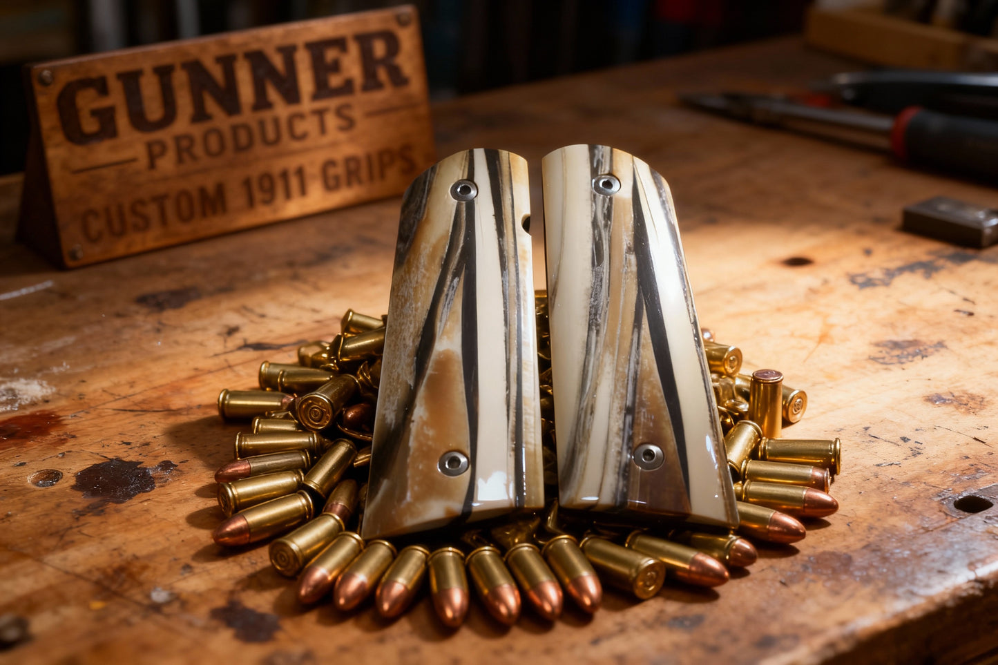 NEW! VERTICAL CUT MAMMOTH IVORY 1911 GRIPS A-2826