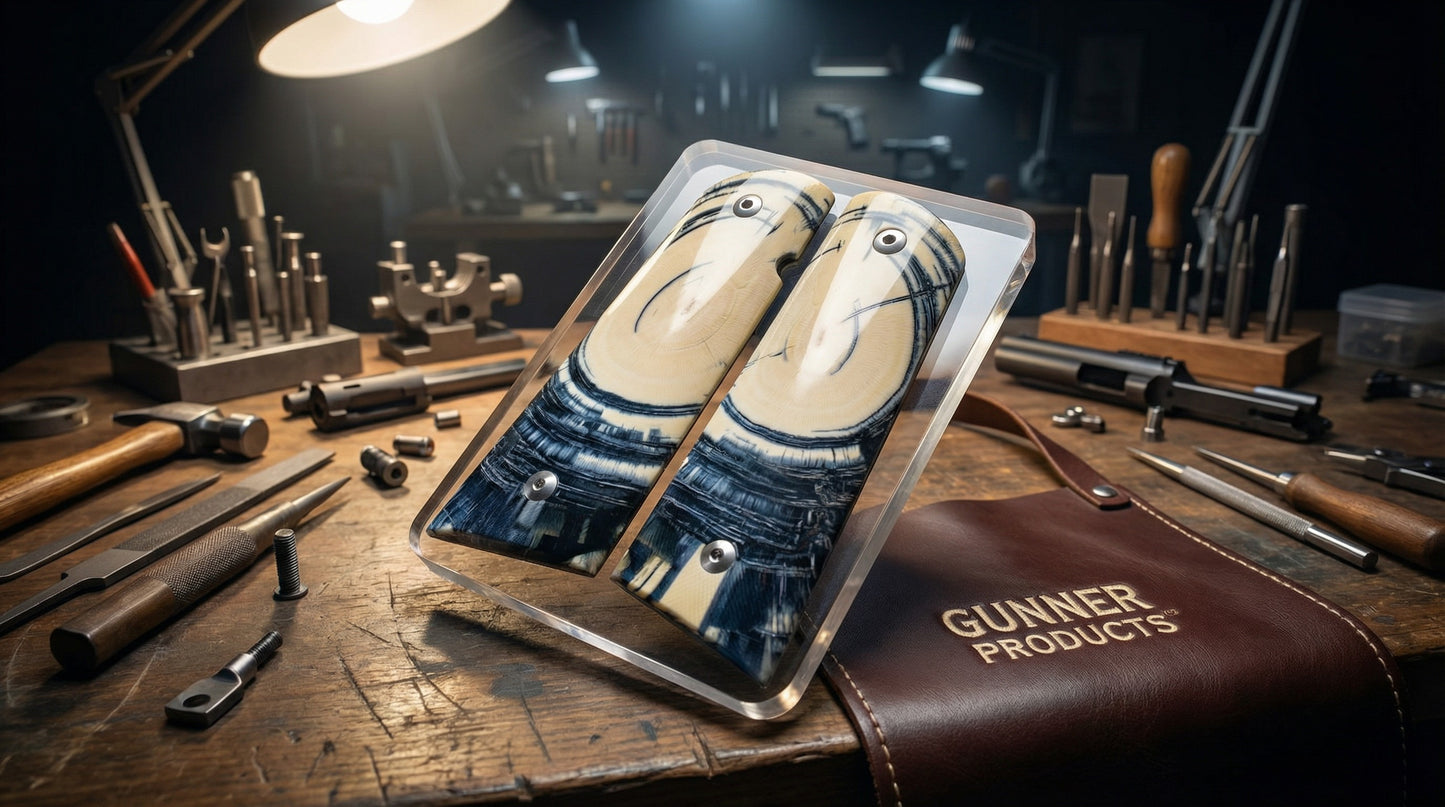 CROSSCUT MAMMOTH IVORY 1911 GRIPS A-2835