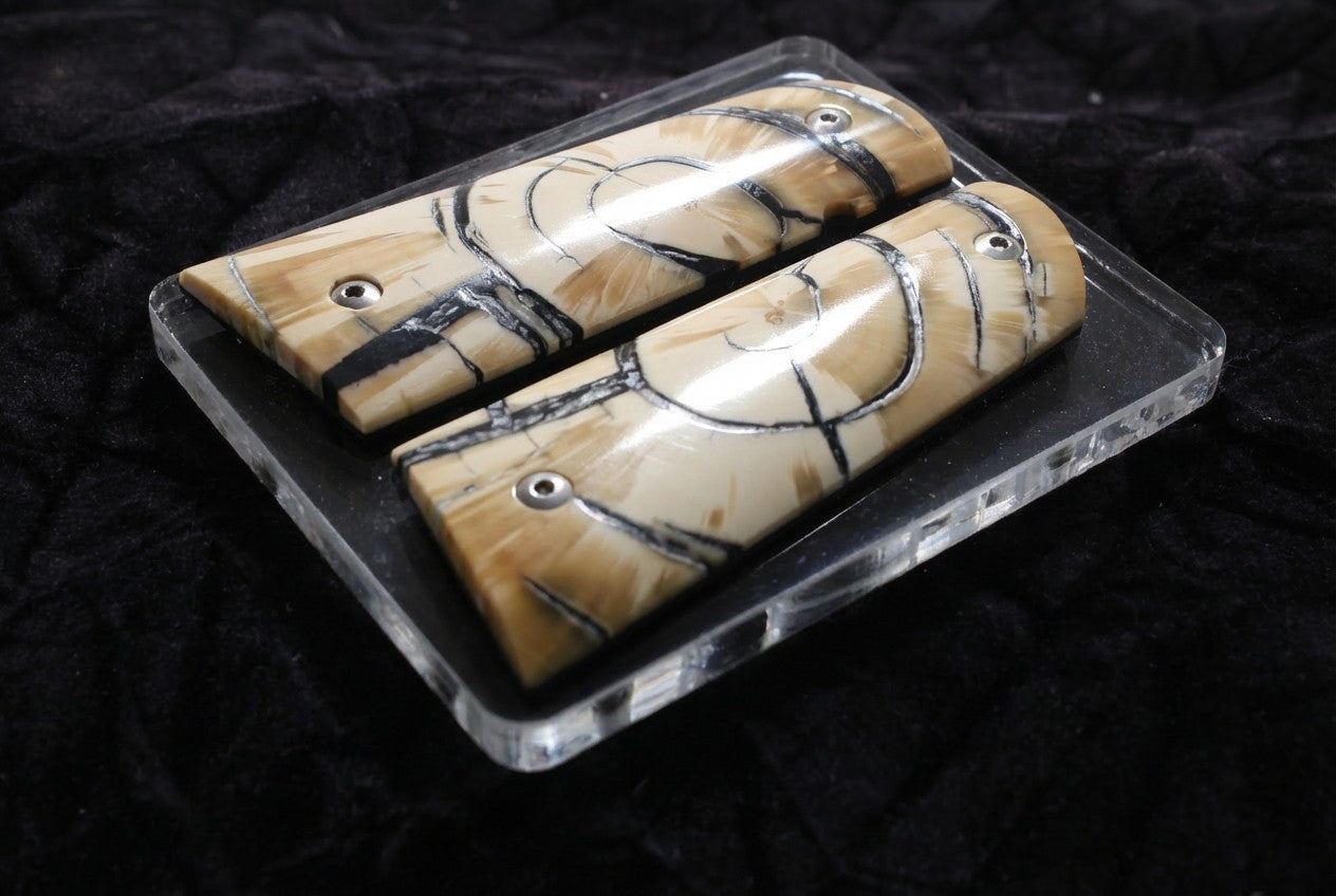 CROSSCUT MAMMOTH IVORY 1911 GRIPS A-2847