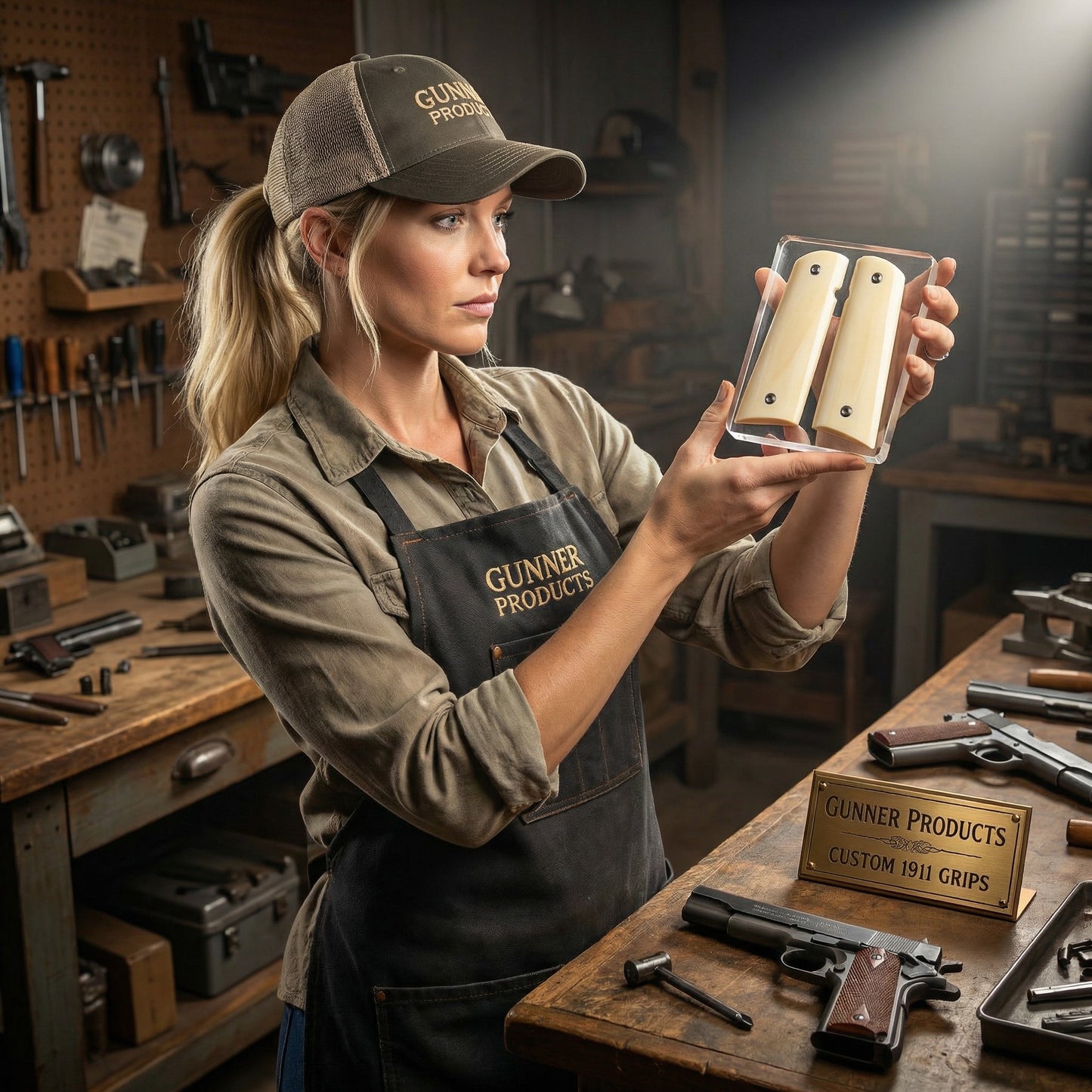 CREAMY INTERIOR MAMMOTH IVORY 1911 GRIPS A-2873