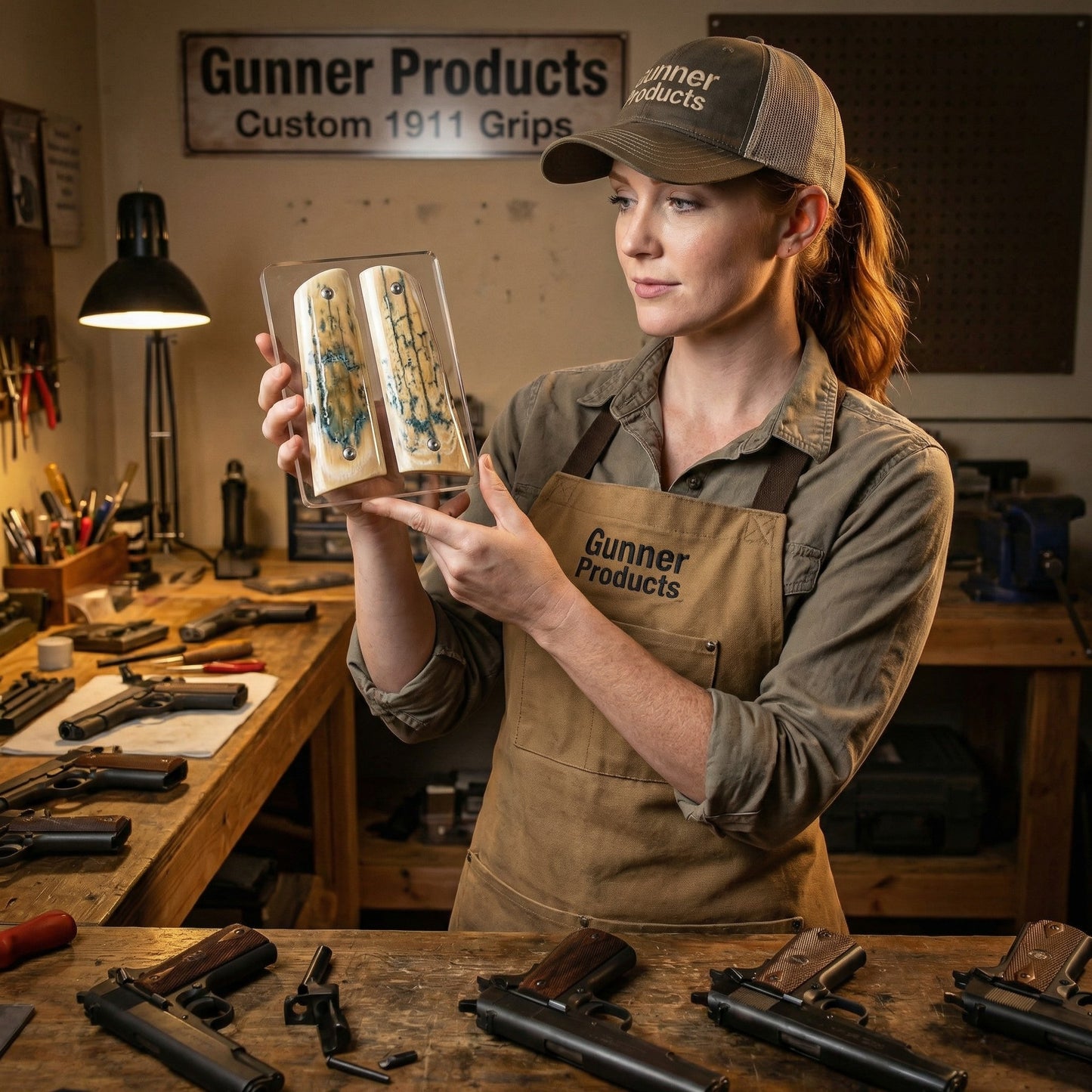 BLUE ICE CRACKLE MAMMOTH IVORY 1911 GRIPS A-2875