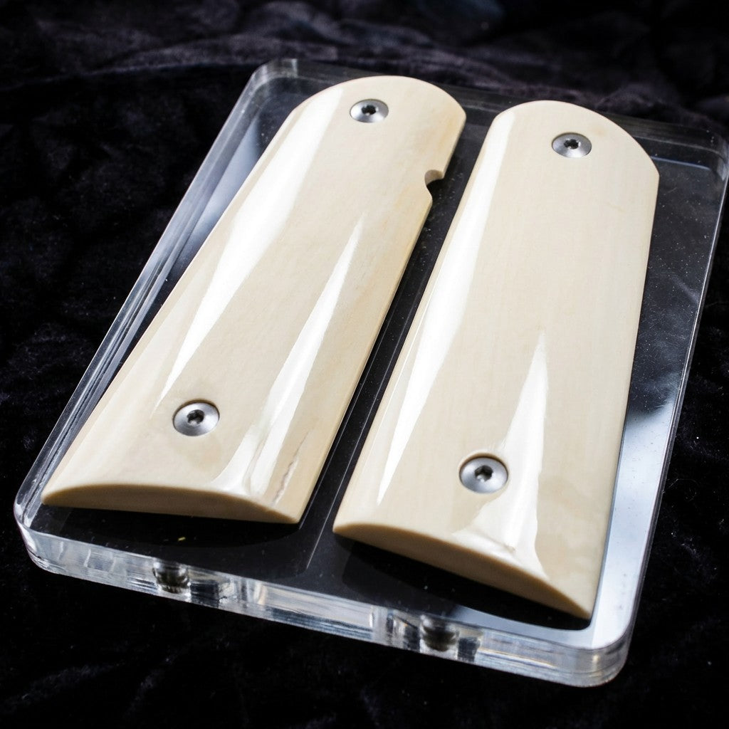 BEAUTIFUL CREAMY INTERIOR MAMMOTH IVORY 1911 GRIPS A-2887