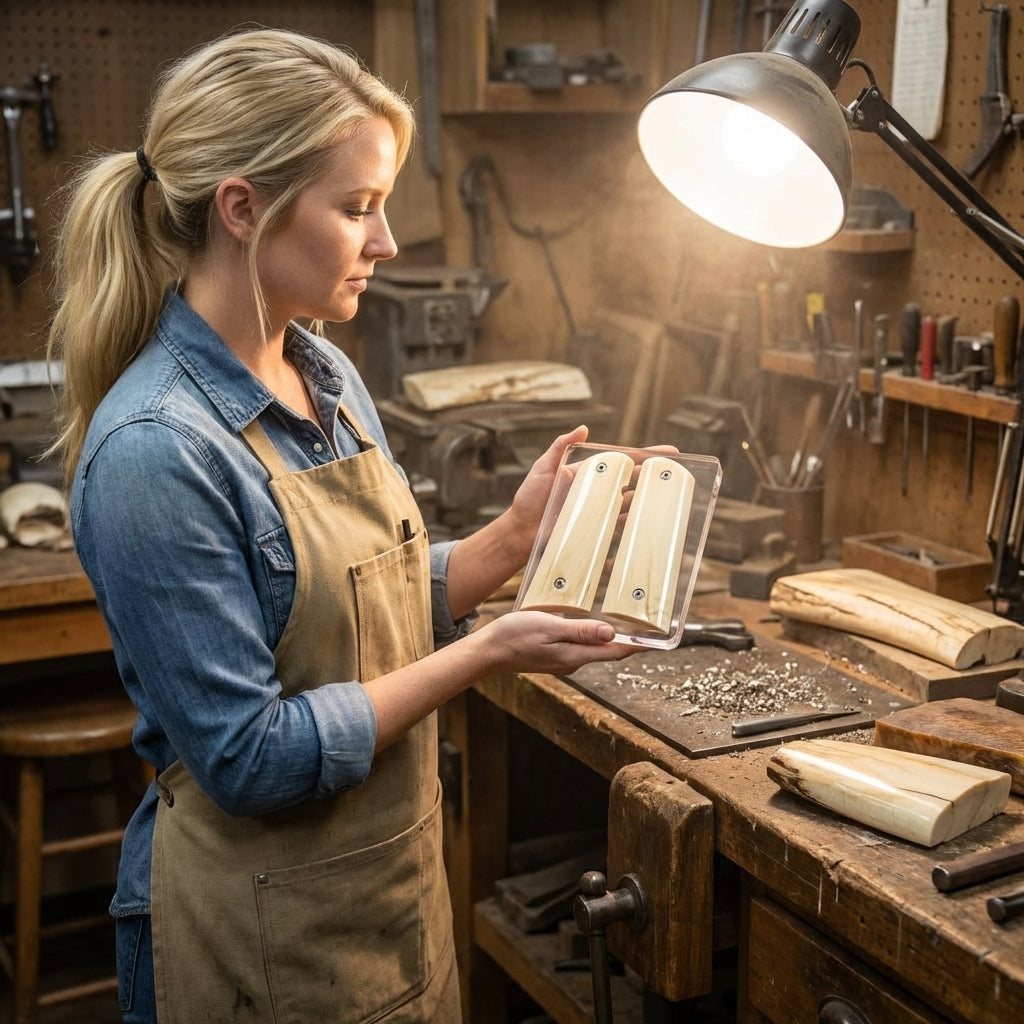 BEAUTIFUL CREAMY INTERIOR MAMMOTH IVORY 1911 GRIPS A-2887