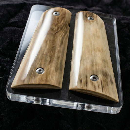 BRONZE & CREAM MAMMOTH IVORY 1911 GRIPS A-2894