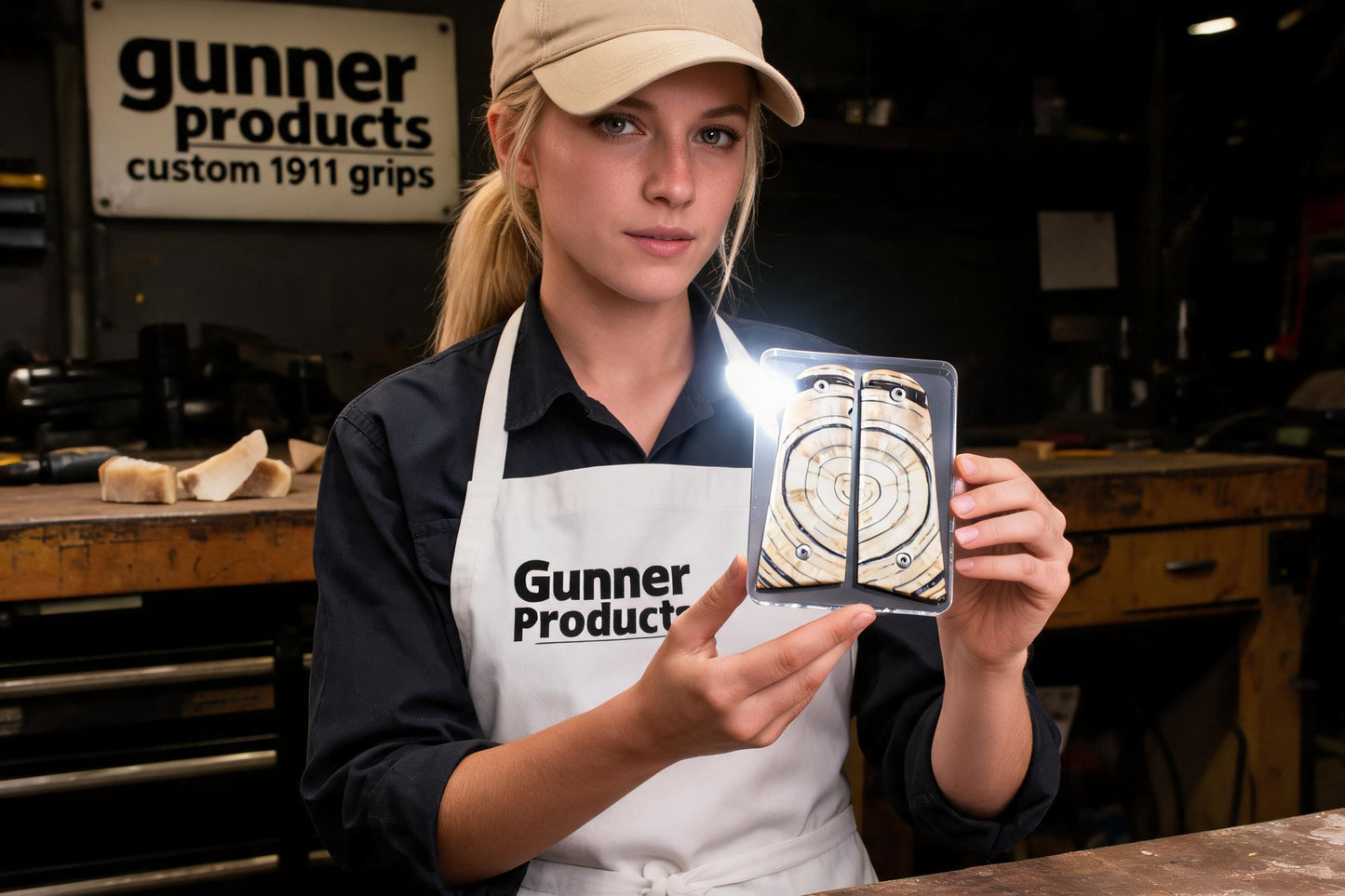 CROSSCUT MAMMOTH IVORY 1911 GRIPS A-2923