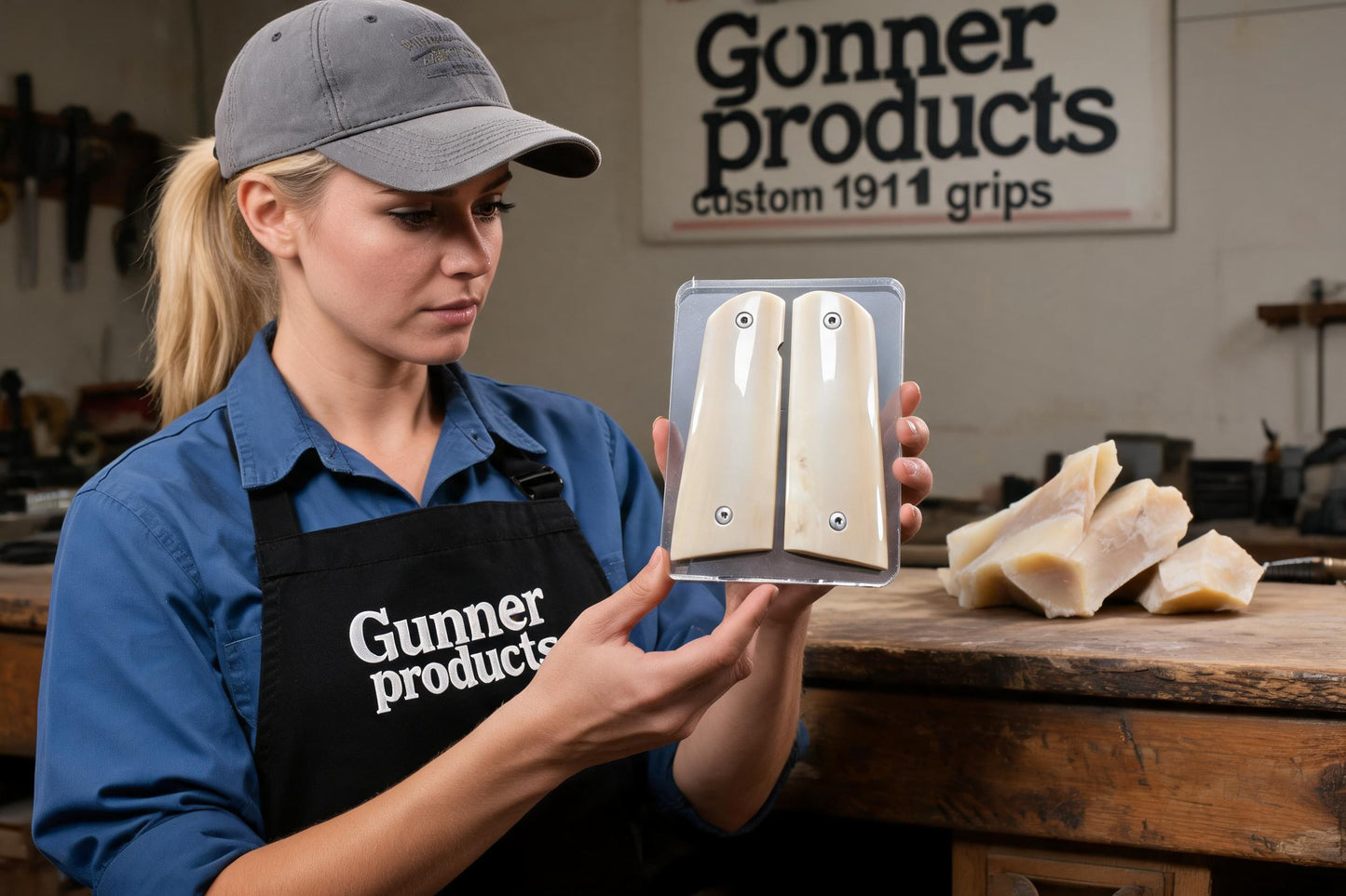 CREAMY MAMMOTH IVORY 1911 GRIPS A-2926