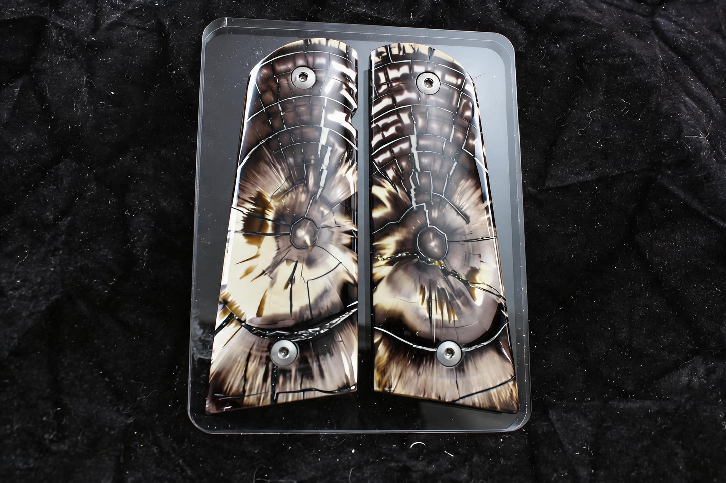 AMAZING CROSSCUT MAMMOTH IVORY 1911 GRIPS A-2934